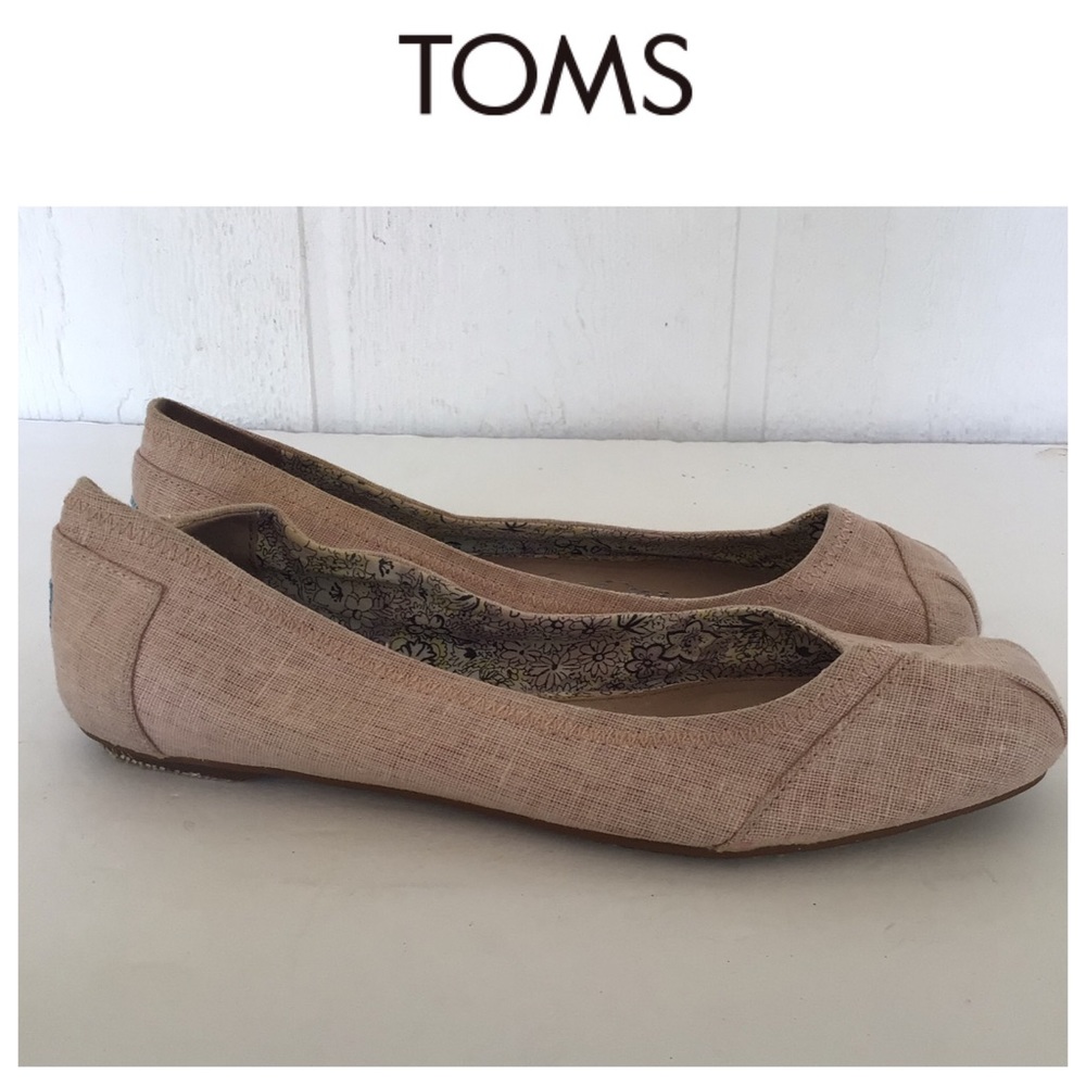 TOMS PINK LINEN BALLET SHOES  SIZE 9W